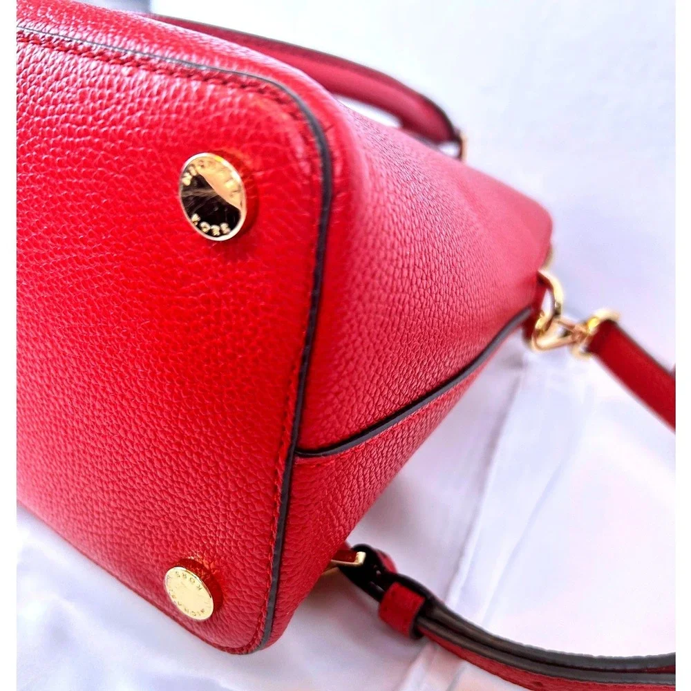 Michael Kors Scarlet Pebbled Leather Dome Satchel Crossbody‎ Bag Gold Hardware - Picture 12 of 15